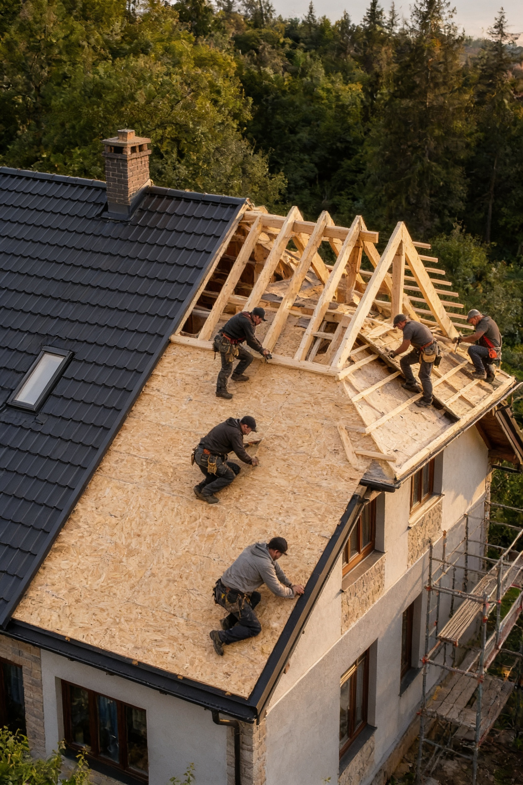 Renovare exterior casă cu termosistem și fațadă
